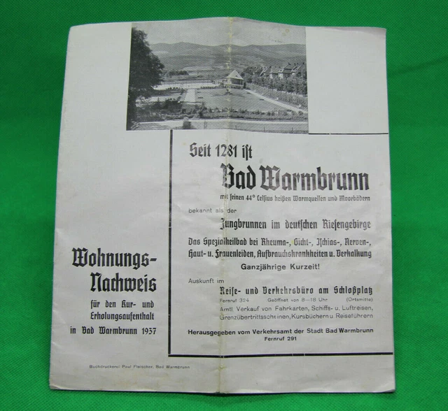 Werbe-Prospekt Bad Warmbrunn 1937 Werbung Riesengebirge Hirschberg Schlesien