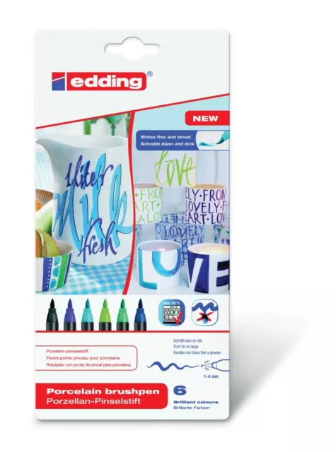 EDDING Porzellan Pinselstift 4200 6er Set -Cool Colors-