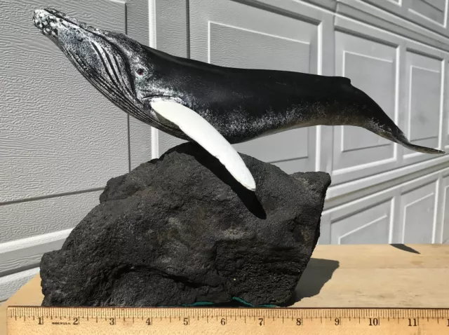 Realistic 1991 Humpback Whale by Safari - 14" - Mounted on Lava Rock