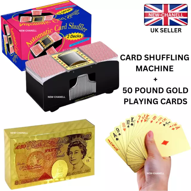 Automatic Cards Shuffler Machine With 50 Pound Gold Playing Cards Casino Poker