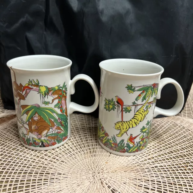 Rare Dunoon Ceramics Collectible Mugs Jungle Fun Jane Chapman