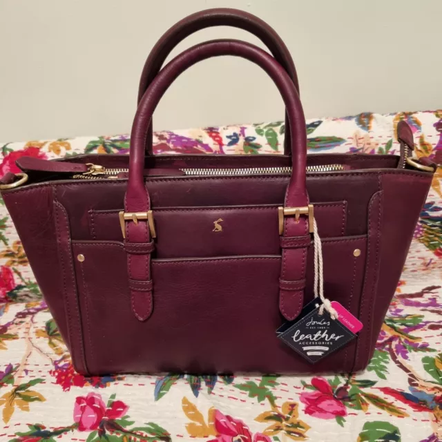JOULES Hathaway Mini Null Oxblood Leather Everyday Grab Bag Handbag Bag Rrp £169