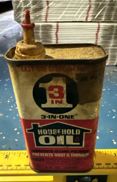 3 In One Tin Oil Can Vintage 8 fl oz  3-in-1 Handy Oil Can