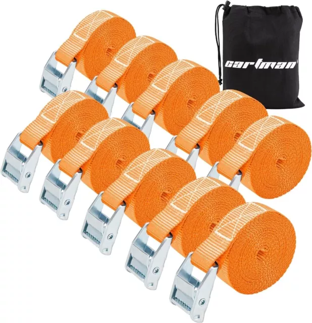 Cartman 1" x 12'Lashing Straps Cargo Tie-Down Strap Up to 600lbs, 10pk, Orange