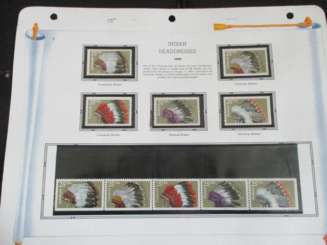 Indian Headdresses/War Bonnets  on Ace White Album Page (Double Set) #2501-2505