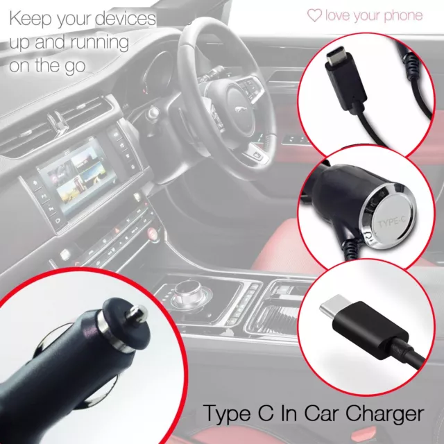 Quality Universal In Car Charger Type-C USB Charge Cable 2000mAH✔Black