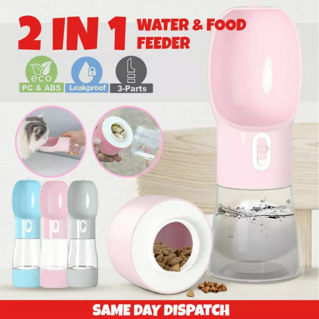 1X 2 IN 1 Portable Water/Food Feeder  Bottle Pet Dog Cat Puppy Dispenser Travel