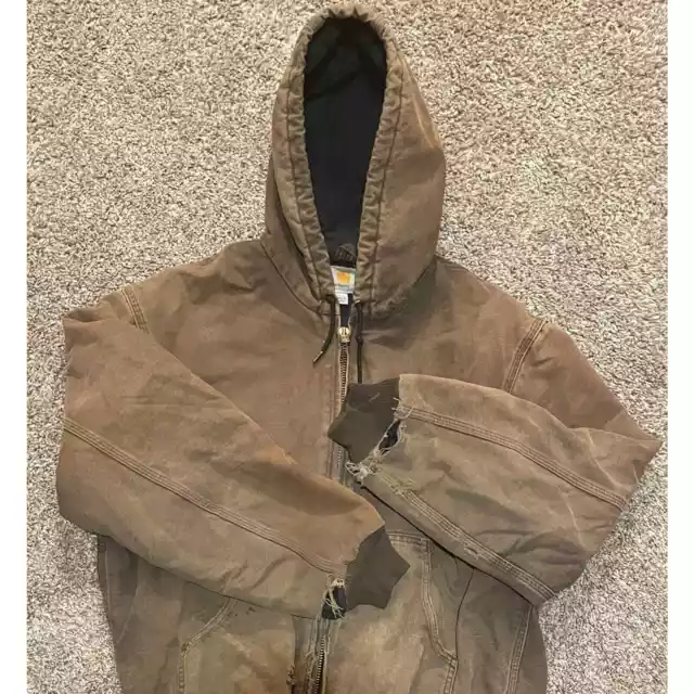 VINTAGE CRAZY DISTRESSED Carhartt Hooded Jacket J130 DKB $81.00 - PicClick