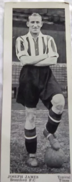 Football Gum Type Card - Topical Times (smaller card) - Joseph James - Brentford