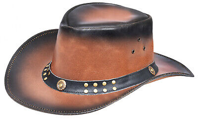 Outback Australiano Western Stile Cowboy Vera Pelle Cappello Cespuglio Cera 