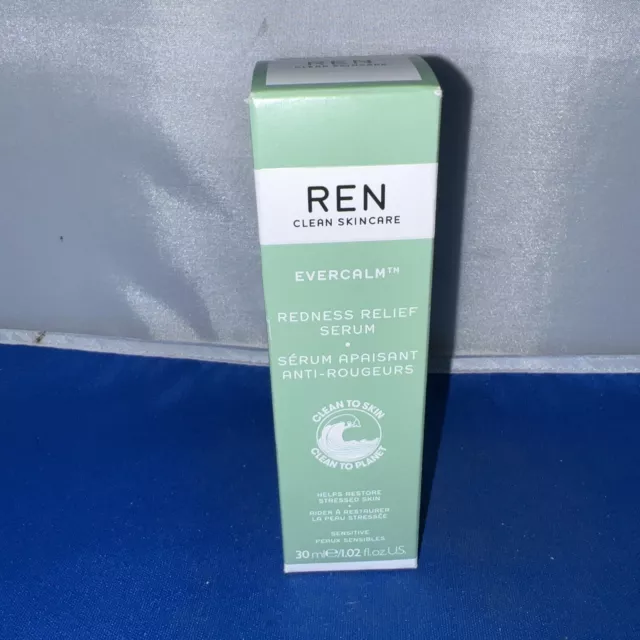 {D2} Suero de alivio de enrojecimiento REN Evercalm 1,02 oz/30 ml tamaño completo - NUEVO en caja