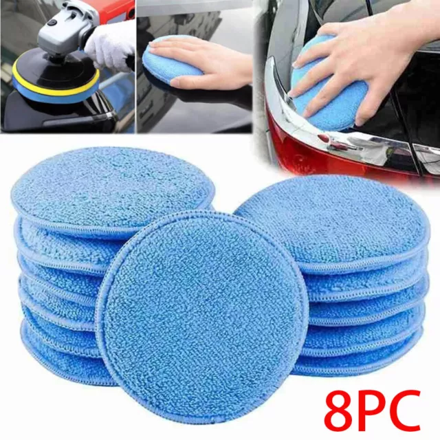 8Pcs Car Microfiber Polishing Pads Wax Applicator Foam Sponge Cleaning Buffer