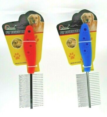 1 X Pet Hair Flea Comb Stainless Pin Dog Cat Shedding Grooming Brush Comb 2 Side