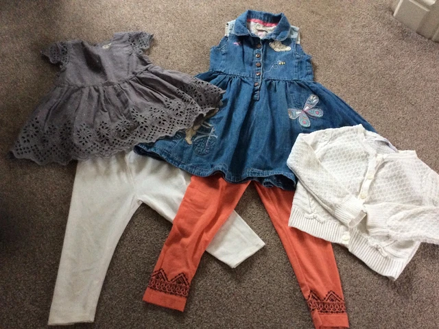 Bundle Of Girls Leggings, Dresses & Cardigan Age 2-3 Years By Next, George, TU