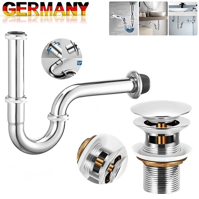 Sifoni Lavabo Rea SIFONE CON SCARICO LAVABO UNIVERSALE CLICK-CLACK BIANCO Sifone Universale In Ottone Per - Foto 2