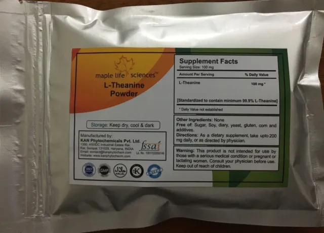 L-Theanine Powder 99.9% pure Reduce Stress Improve Sleep Boost Concentration
