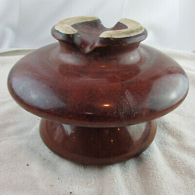 Vintage 2 Tier Brown Ceramic Porcelain PINCO High Voltage Insulator 9" Diameter