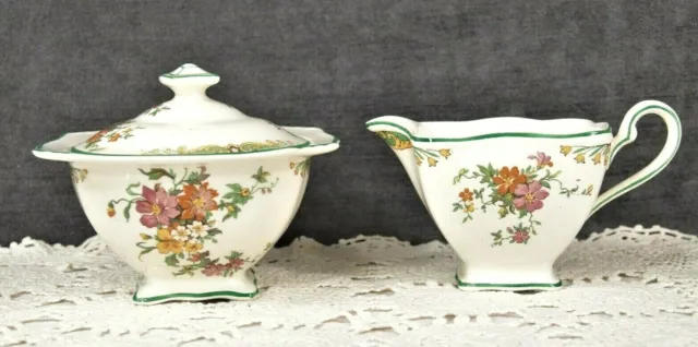 ROYAL WINTON GRIMWADES BEDFORD COVERED SUGAR AND CREAMER  Antique (1930's)