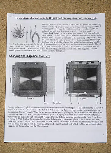 Real "Hasselblad Film Magazine Repair Manual" My Copyrighted Orignl Many Photos