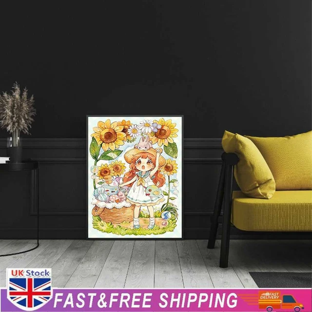 5D DIY Diamond Painting Kits Full Round Drill Sunflower Girl Mosaic Art Picture