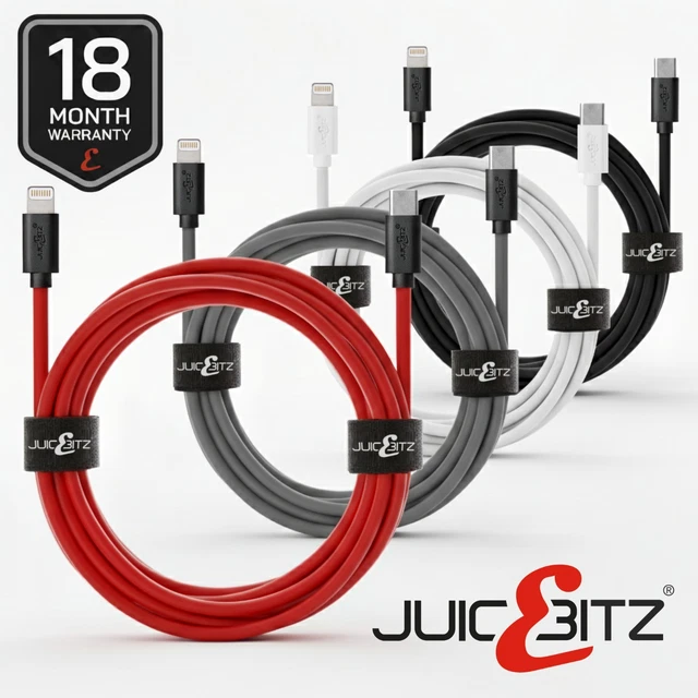 JuicEBitz USB-C Auf Lightning Ladekabel 20AWG – Schnellladung Für IPhone 14/13/12/11 Usw.