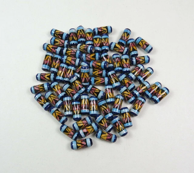 Perlen  Keramikperlen bunt Zylinder 18x7mm Bastelschmuck Loch 2mm Handarbeit NEU 2