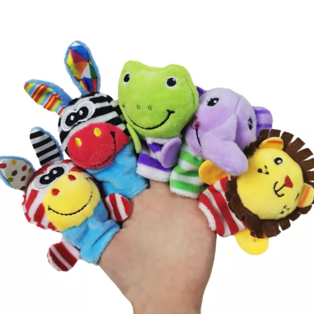 5pcs Kids Soft Rattles Handbells Cute Animal Developmental Newborn Baby Toy