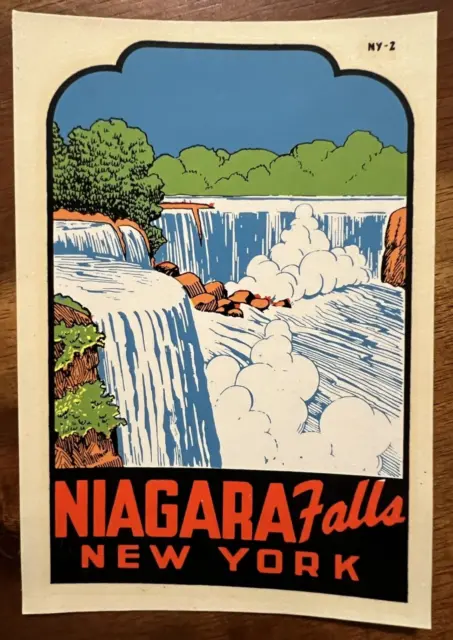 Original Vintage NIAGARA FALLS New York TRAVEL Water DECAL gorge USA Canada NY
