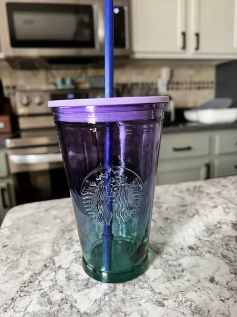 Starbucks 2022 Ombre Purple & Green Gradient Recycled Glass Cold