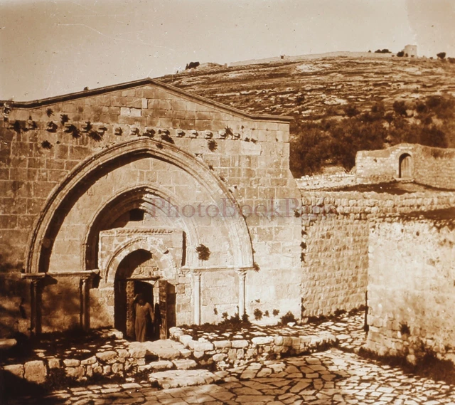 Nazareth Tombeau Da La Vergine Maria c1920 Foto Placca Da Lente Stereo Vintage