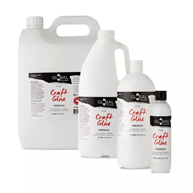 PVA GLUE - White (Non Toxic). GLOBAL COLOURS All-Purpose Professional Adhesive