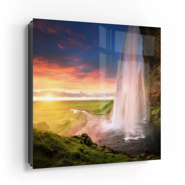 DEQORI Schlüsselkasten Glasfront 30x30 cm 'Seljalandsfoss Wasserfall' Box