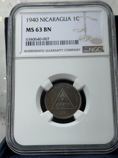 1940 (P) Nicaragua 1 Centavo NGC MS 63 BN Philadelphia