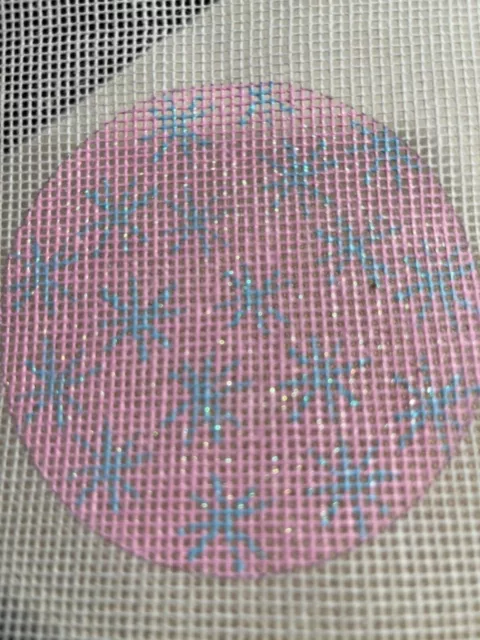 Handpainted Needlepoint Canvas Stars on pink Ornament, Po#0061, 13 ct Zweigart