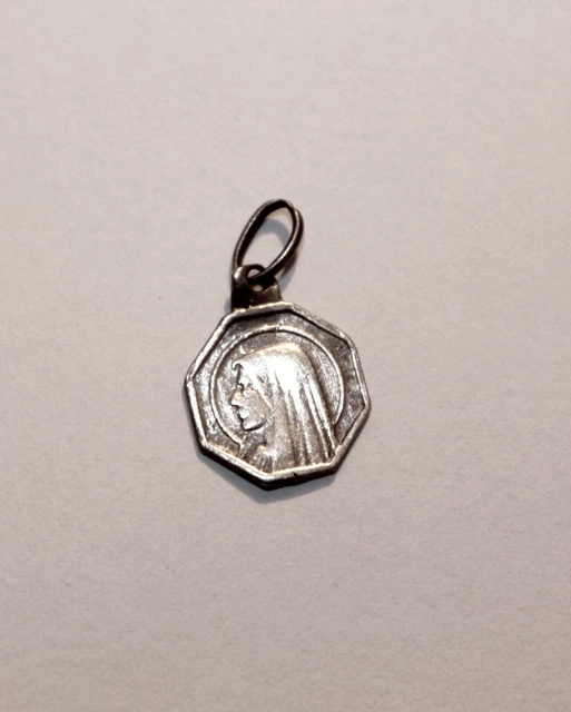 Médaille Argent Double Face Vierge Marie & Apparition De Lourdes 18mm - Bijou Religieux Chrétien