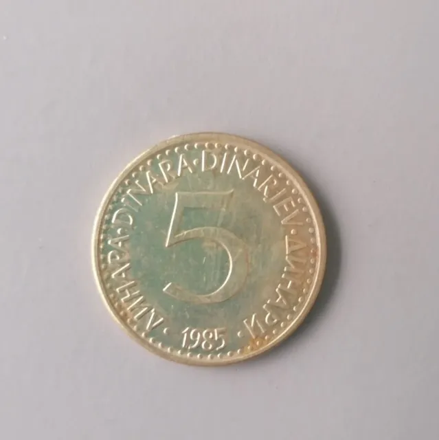 Yugoslavia 5 Five Dinara Coin 1985 Dinarjev Jugoslavija