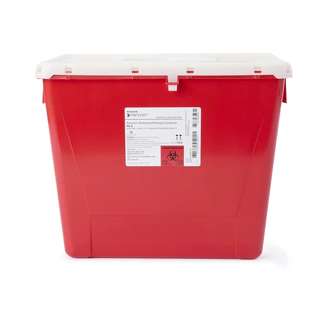 Oakridge Sharps Container - 1 Gallon (2 Pack) - Easy use Rotating lid Design