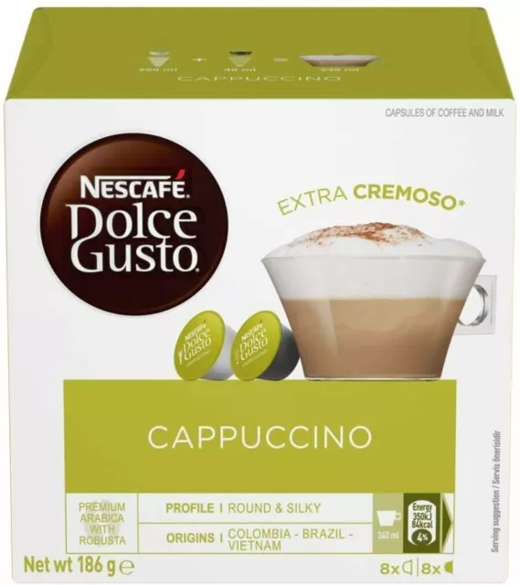 NESCAFE Dolce Gusto Cappuccino 24 Coffee and 24 Milk Pods Capsules Brand New AU 2