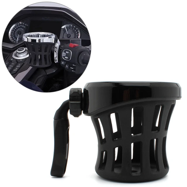 Motor Black Handlebar Cup Holder Drink W/ Mesh Basket Mount Universal Fit Harley