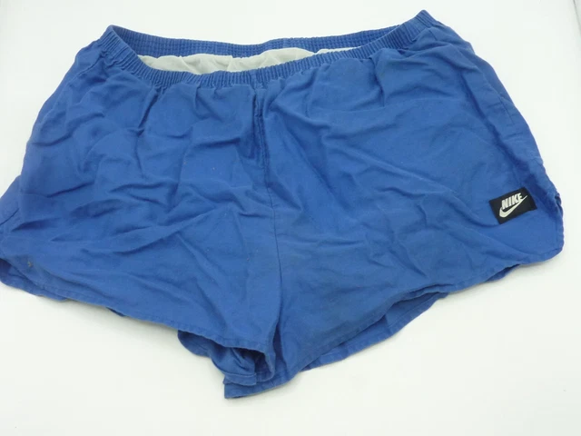 Vintage Nike Mens/Boys Swimming Trunks Swim 1980s 1990s Blue w/Logo Swoosh