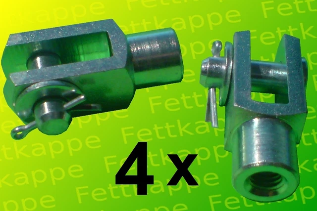 20 Stück - Gabelkopf 5x10 - M5 + Sicherungsbolzen /Splintbolzen Verzinkt