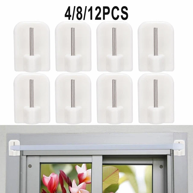 Durable Curtain Hooks Self-adhesives Stainless Steel+pvc White 4/8/12Pcs