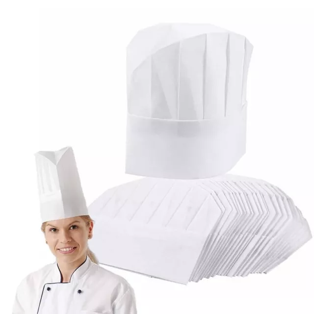 [10, 50 o 250] CAPPELLO CUOCO MONOUSO BIANCO IN CARTA CHEF