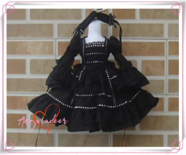 1/6 1/4 1/3 SD16 SID/EID BJD Doll Clothes Lolita Outfit Black Dress+Headwear AS