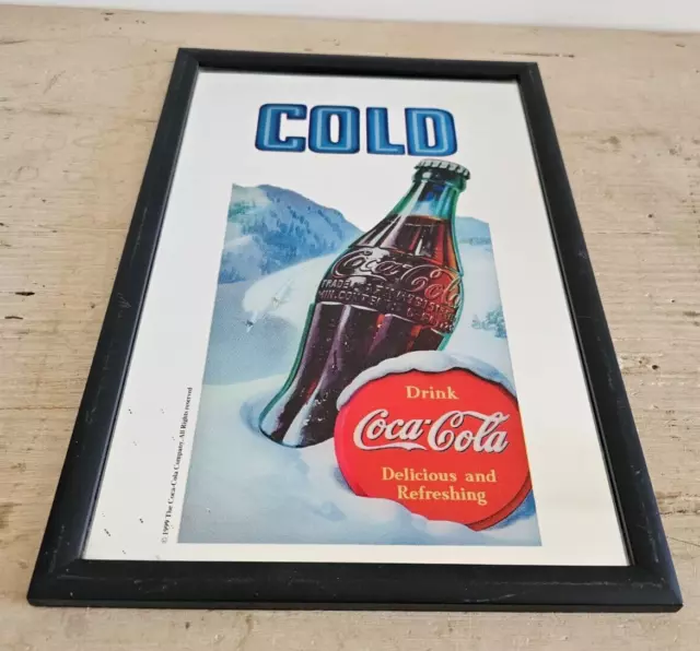 Vintage Quadro a Specchio Coca Cola Cold Anni 90