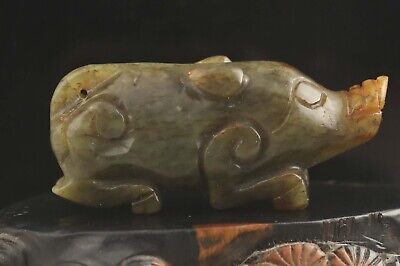Old China natural hetian jade hand-carved statue of pig pendant