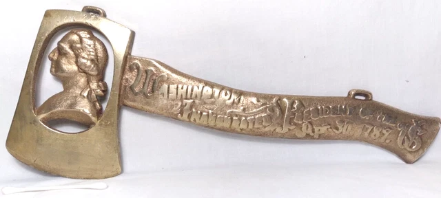 Very Rare Antique Pre-Patent 1889 100-year Washington Inauguration Brass Hatchet