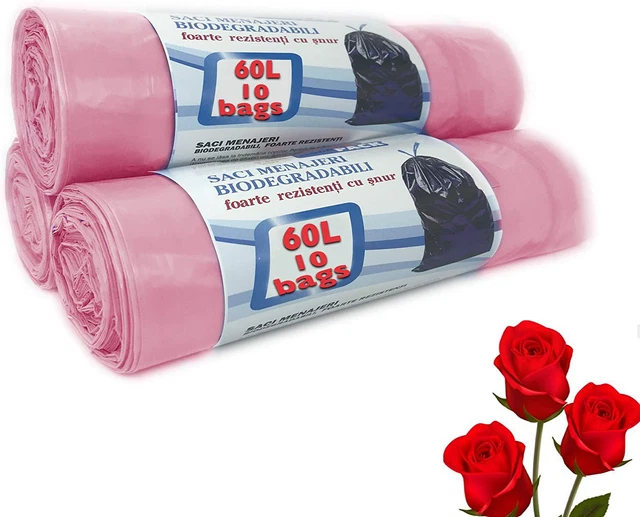 Sacchetti cestino profumati 60 litri rose set molto forte 3 conti rotoli 30 sacchetti, cestino con