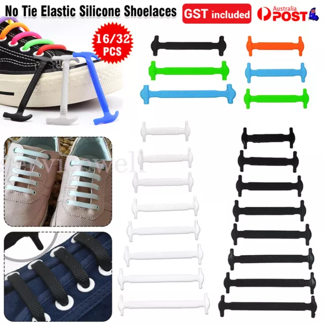 16/32 Easy Lazy No Tie Elastic Silicone Shoe Laces Cool Shoelaces Sneakers Sport