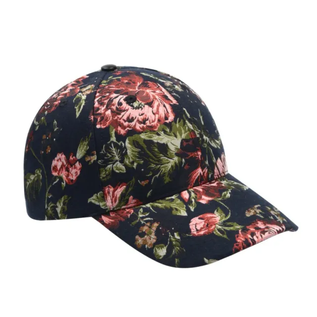 Women's Rose Flowers Print Baseball Cap Hat Pink Green NWT